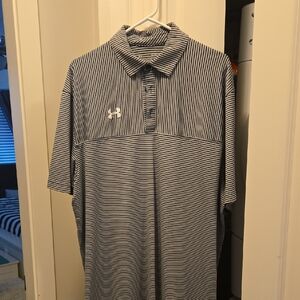 Under Armour Black and White Striped Polo Shirt